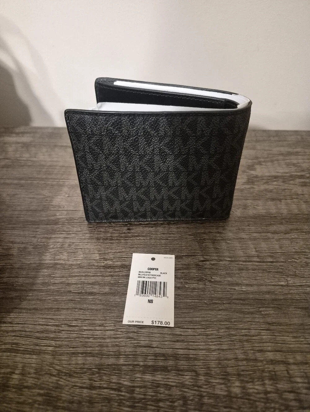 NWT Michael Kors Black MK Signature Bifold Wallet